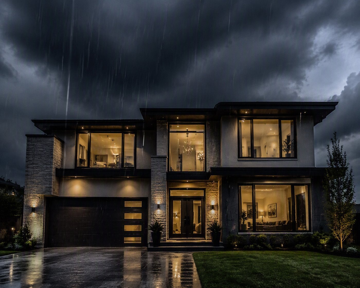 Panoramic fixed glazing installed across a modern house elevation