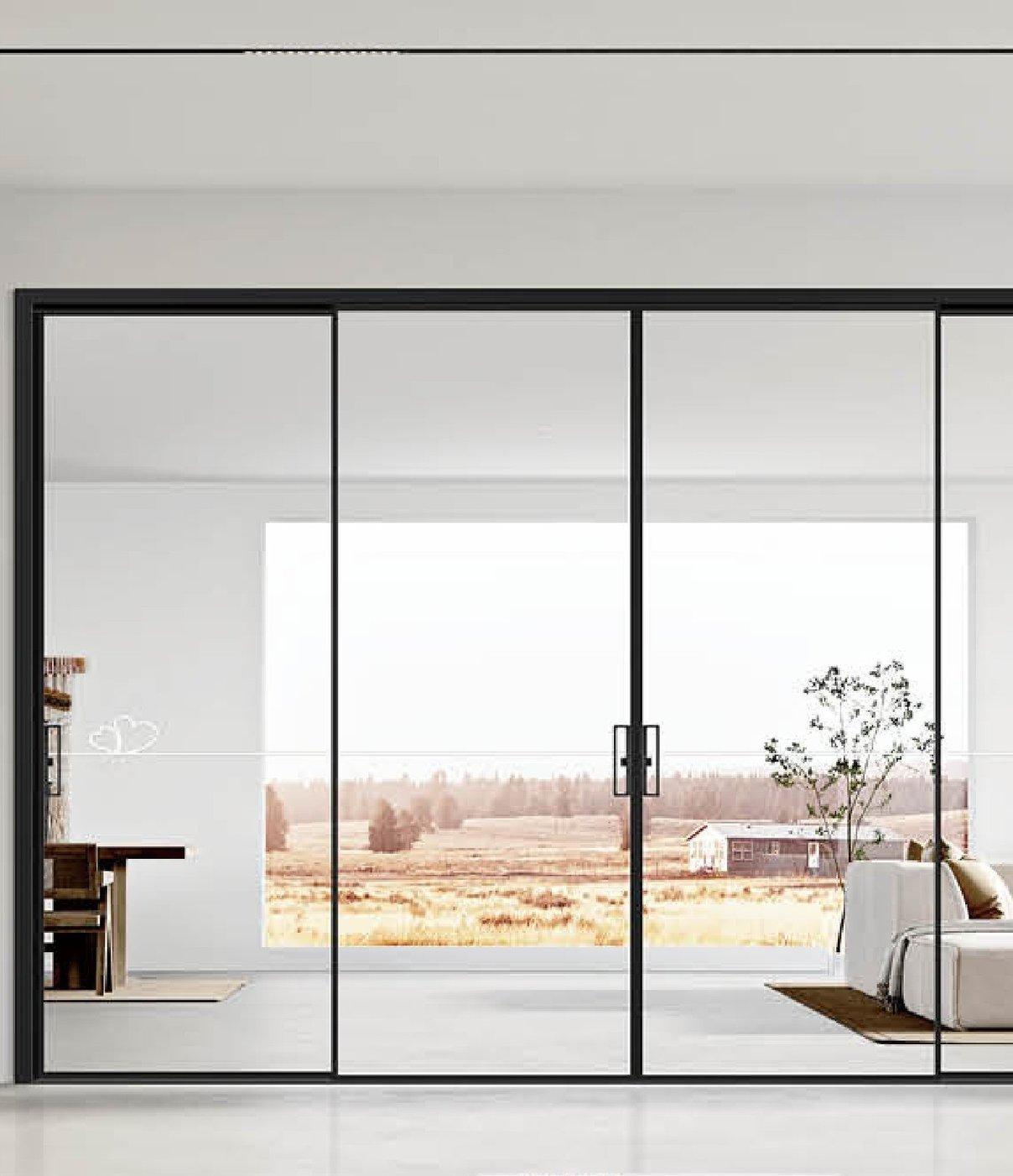 Four panel aluminium bi fold door opened onto a garden