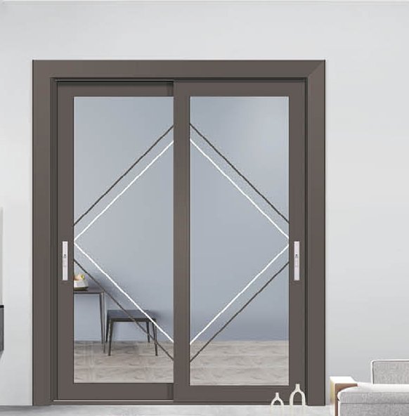 Full glass hinged double doors in a modern interior