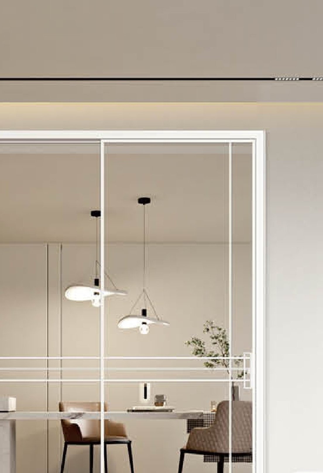 Screened glass door wall in a tropical residence