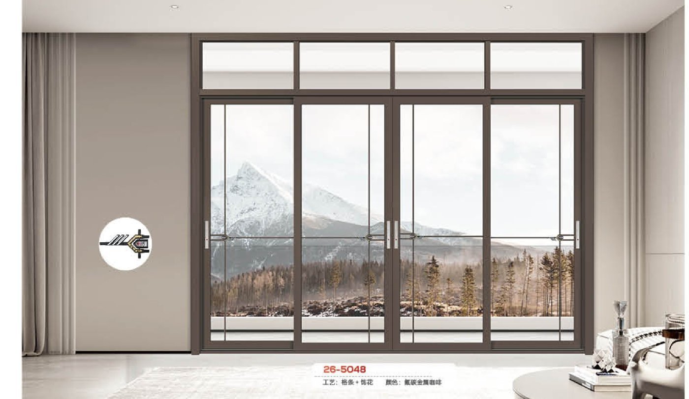 Sliding glass wall with a clear opening to a forested terrace