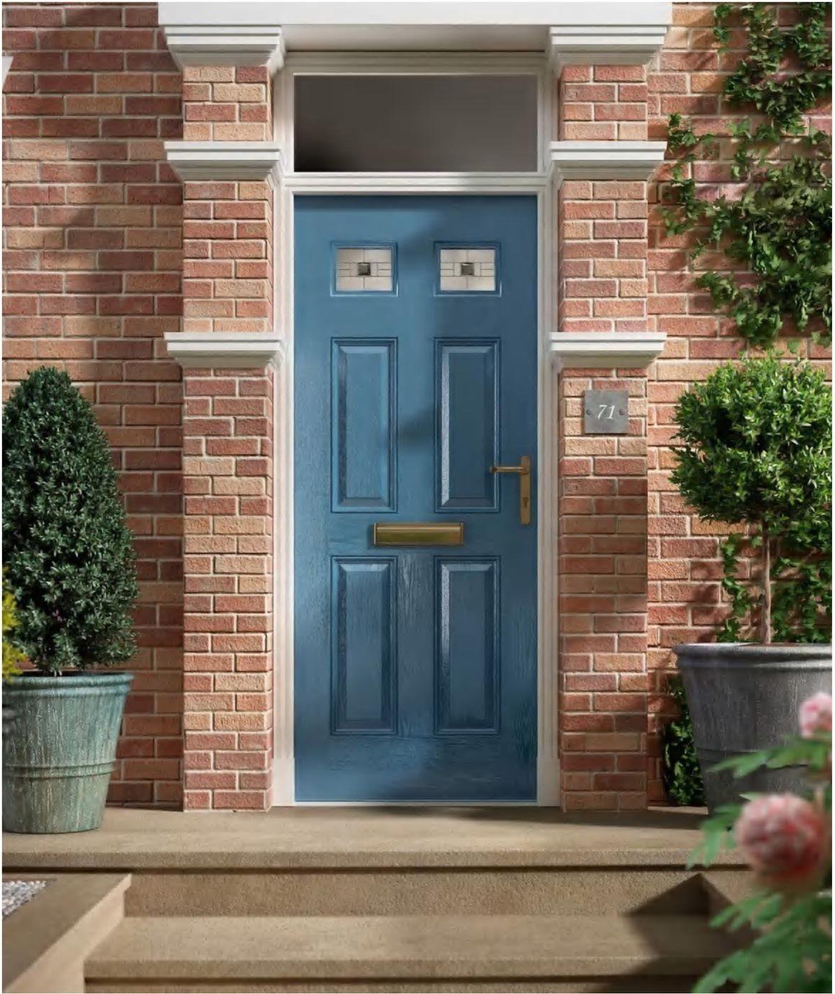 Entrance door with multi-point locking on a garden frontage