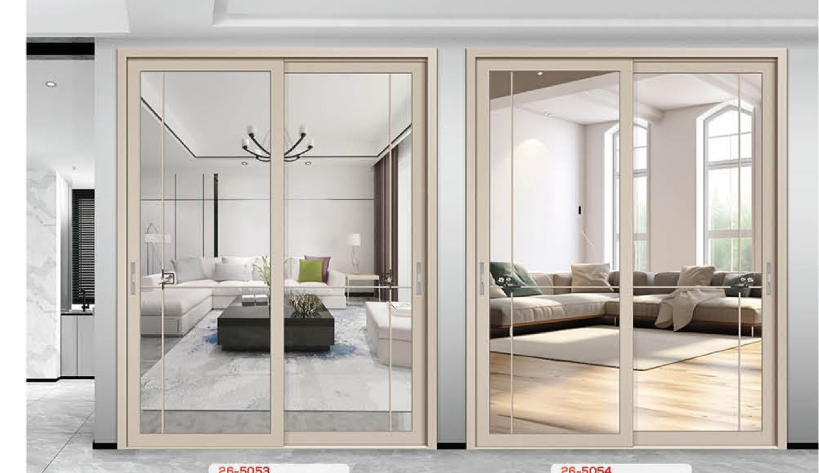 Sliding glass wall with a clear opening to a forested terrace