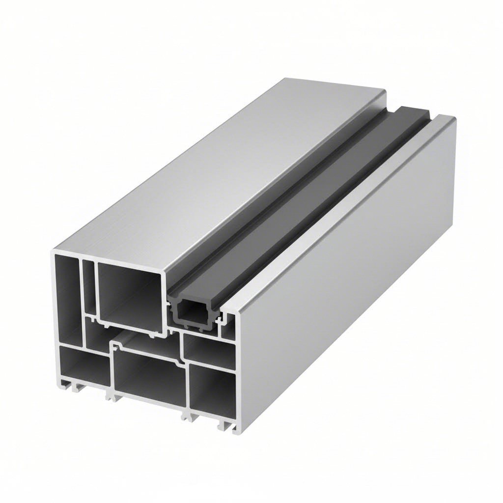 Multi-chamber aluminium window frame profile cross section