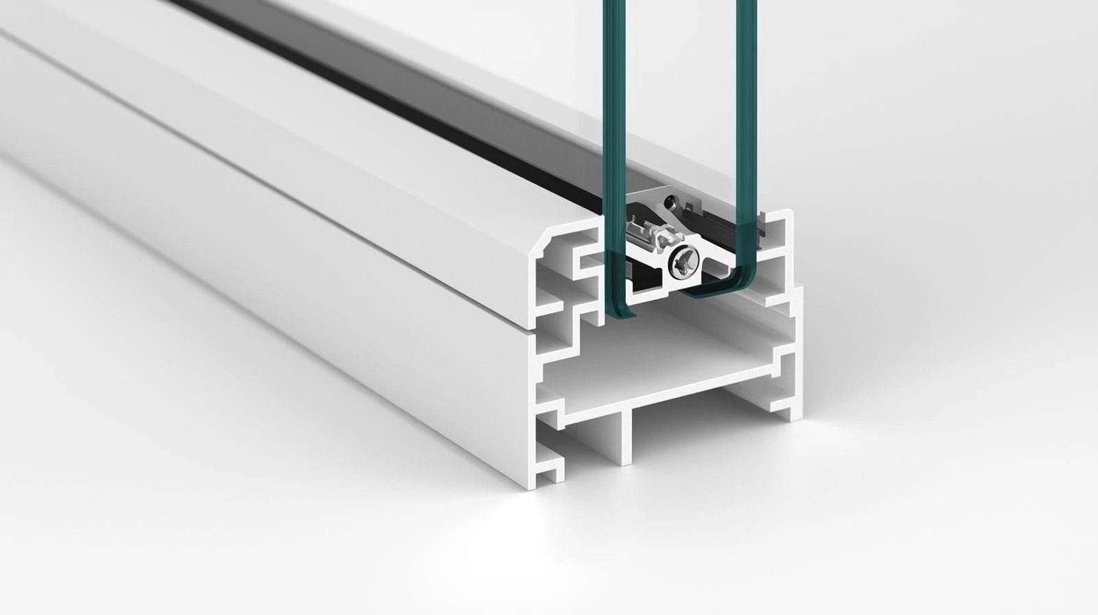 Thermal break bar visible in the window frame cross section